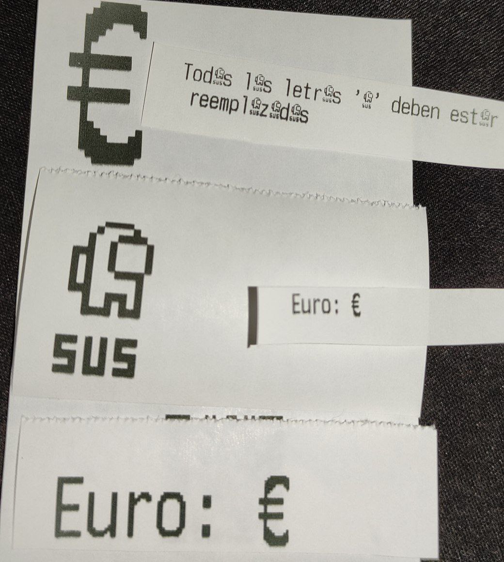 Definir e imprimir caracteres personalizados en impresora térmica